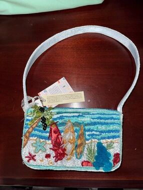Beaded Surdboard Embroidered Crossbody Shoulder Bag - Multicolor